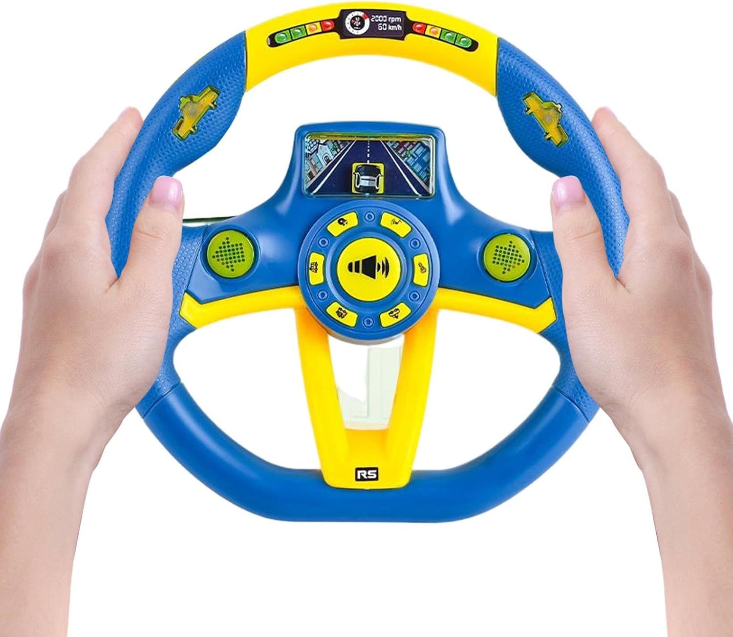 Simulation Car Driver Music Steering Wheel Toy 360 ° Rotation Big(Blue)